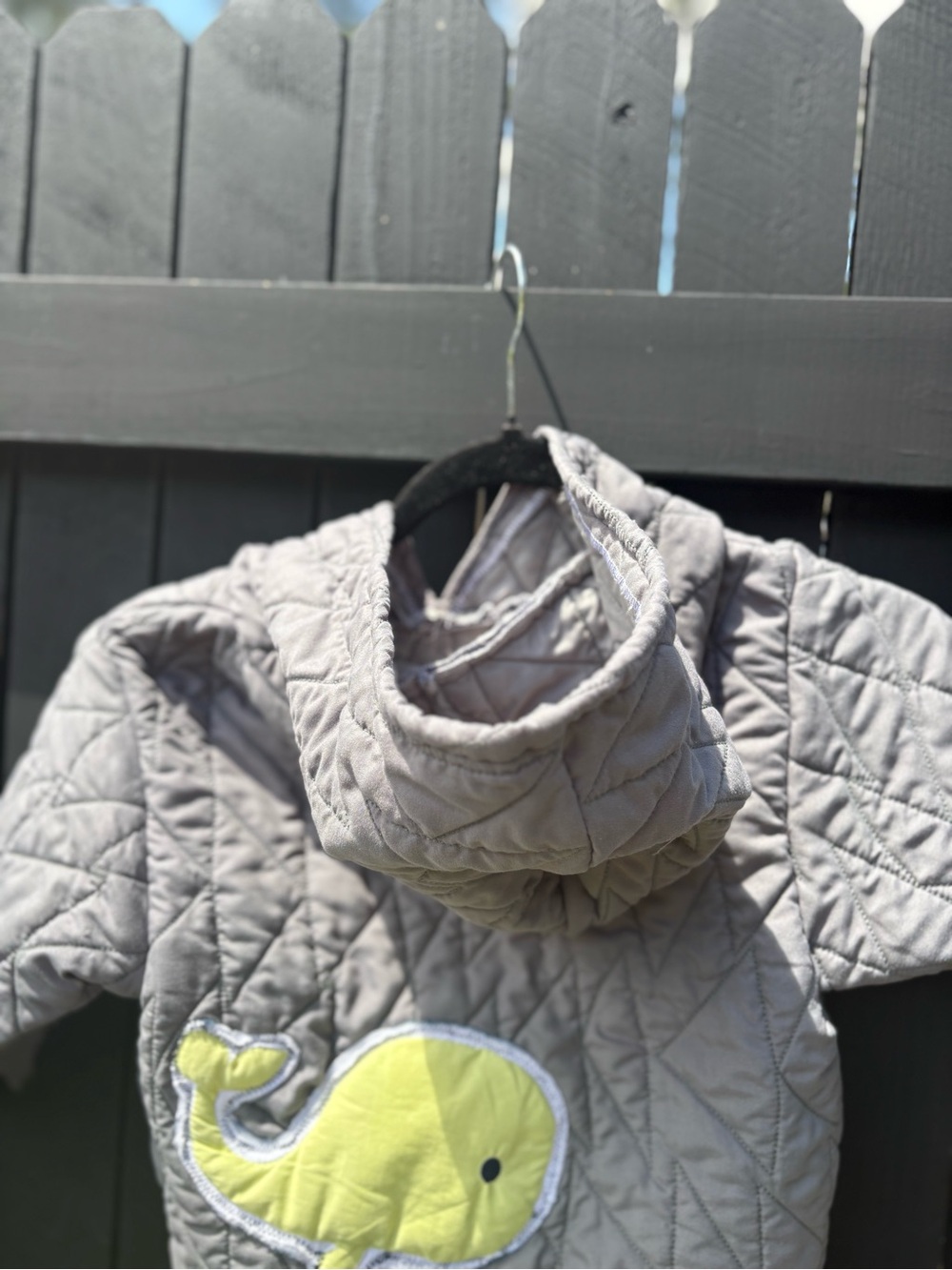 Upcycled Quilted Two-Tone Pullover Hoodie in White and Olive - Picture 4 of 7
